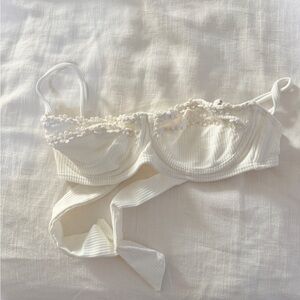 White Snrklbar Bikini Top